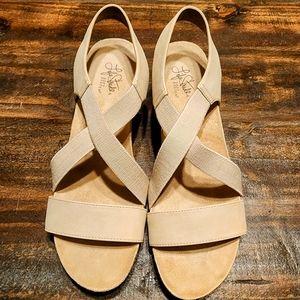 Life Stride Siesta Espadrille Wedge Taupe Sandals